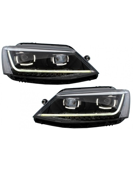 Fari LED DRL per VW Jetta Mk6 VI (11-17) Dynamic Turn Light Xenon Matrix Design