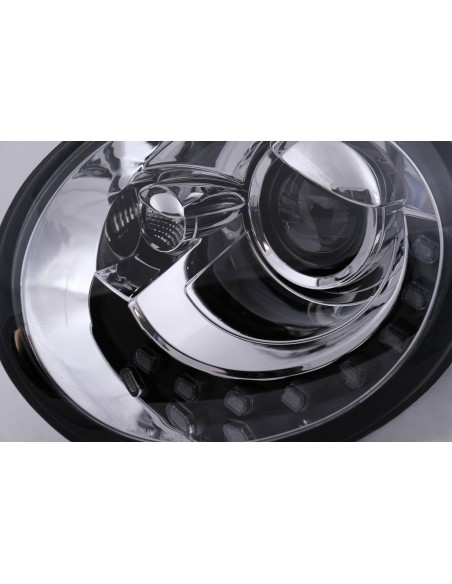 LED DRL Fari per VW New Beetle Hatchback Cabrio (10.1998-05.05) Trasparente cromato