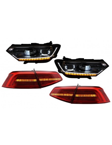 Fari a LED completi w/ LED luci posteriori per VW Passat B8 3G (14-19) Matrixline w/ sequenziale luci di svolta dinamica