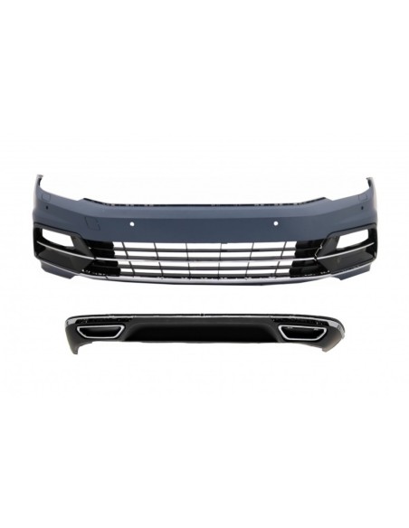 Paraurti anteriore w/ paraurti posteriore Valance diffusore Twin scarico per VW Passat B8 3G (15-18) R-Line Design