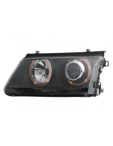 Fari per VW Passat 3B (1996-00) Nero w/ Halo Cerchi