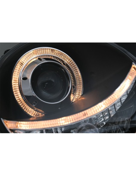 Angel Eyes Fari Halo Cerchi per VW Polo 9N (11.01-04.05) Nero