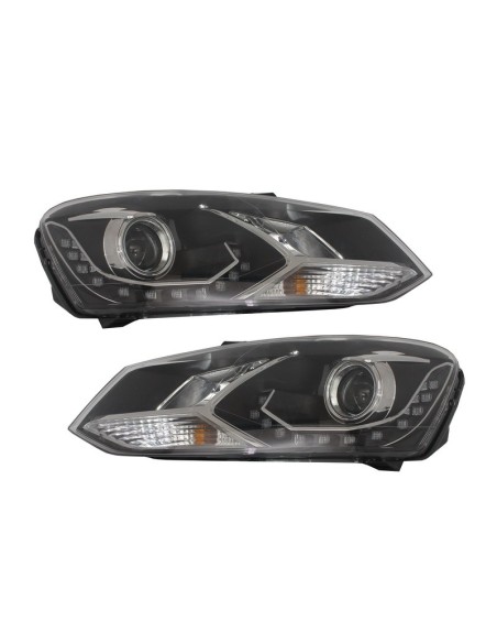 Fari DAYLINE per VW Polo 6R 09+ LED DRL Luci di marcia diurna Ottica nera