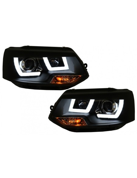 LED DRL fari per VW Transporter T5 Multivan Facelift (10-15) U Tube Xenon Look