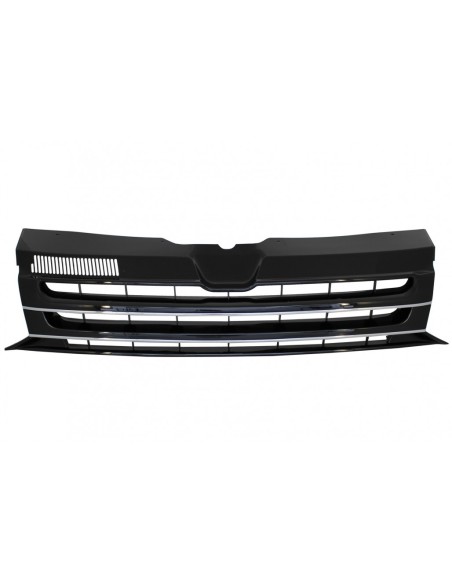 Badgeless anteriore Debadged griglia per VW T5.1 Facelift Transporter (10-15) nero w/ Chrome strisce