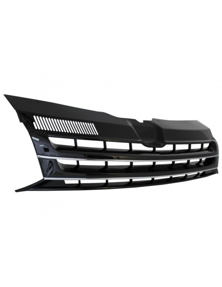 Badgeless anteriore Debadged griglia per VW T5.1 Facelift Transporter (10-15) nero w/ Chrome strisce