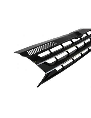 Badgeless anteriore Debadged griglia per VW T5.1 Facelift Transporter (10-15) nero w/ Chrome strisce