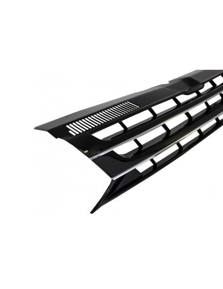 Badgeless anteriore Debadged griglia per VW T5.1 Facelift Transporter (10-15) nero w/ Chrome strisce