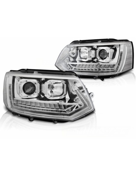 LED DRL tubo luce fari per VW Transporter T5.1 (10-15) w/ segnali di svolta dinamica Chrome