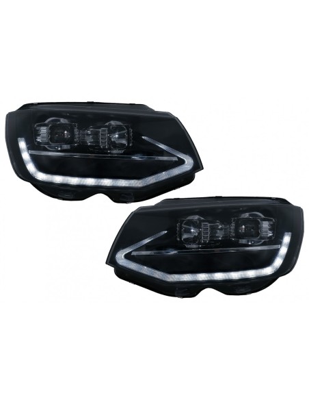 LED DRL TUBE LIGHT Fari per VW Transporter T6 (15-) nero dinamico segnale di svolta sequenziale