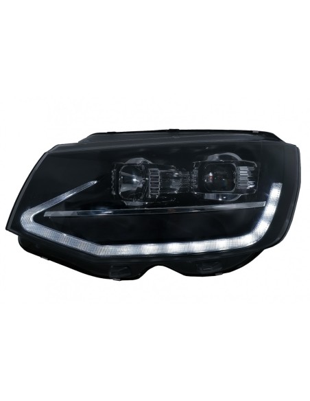 LED DRL TUBE LIGHT Fari per VW Transporter T6 (15-) nero dinamico segnale di svolta sequenziale