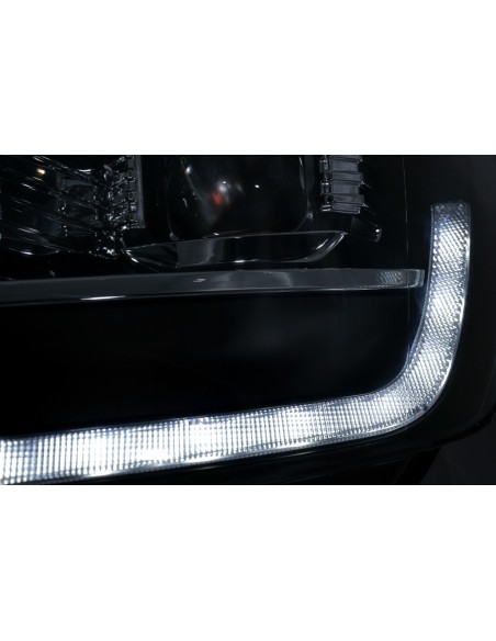LED DRL TUBE LIGHT Fari per VW Transporter T6 (15-) nero dinamico segnale di svolta sequenziale